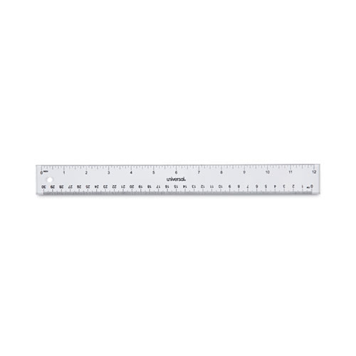 Universal® Clear Plastic Ruler, Standard/Metric, 12" Long, Clear