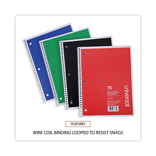 Image of Universal® Wirebound Notebook, 1-Subject, Quadrille Rule (4 Sq/In), Assorted Cover Colors, (70) 10.5 X 8 Sheets, 4/Pack