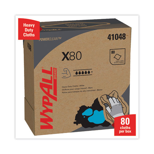 Image of Wypall® X80 Cloths, Hydroknit, Pop-Up Box, 8.34 X 16.8, White, 80/Box, 5 Boxes/Carton
