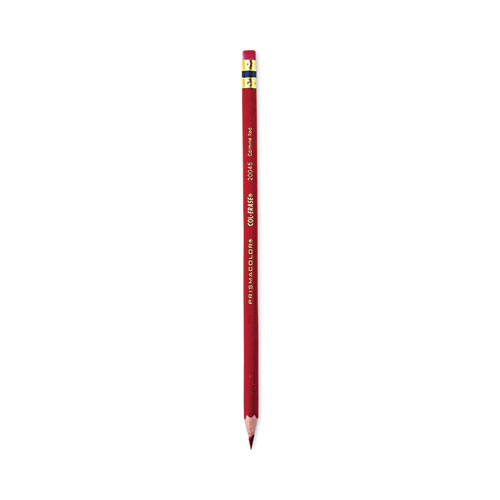 Prismacolor® Col-Erase Pencil with Eraser, 0.7 mm, 2B, Carmine Red Lead, Carmine Red Barrel, Dozen