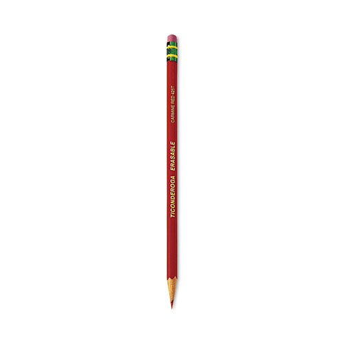 Erasable Colored Pencils, 2.6 mm, 2B (#1), Carmine Red Lead, Carmine Red Barrel, Dozen
