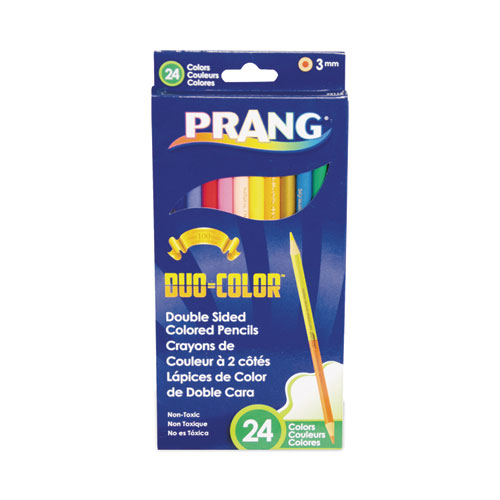 Prang® Duo-Color Colored Pencil Sets, 3 mm, 2B, Assorted Lead and Barrel Colors, 18/Pack
