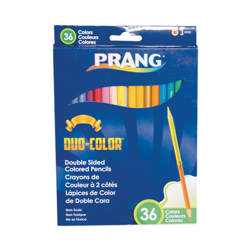 Prang® Duo-Color Colored Pencil Sets, 3 Mm, 2B (#1), Assorted Lead/Barrel Colors, 18/Pack