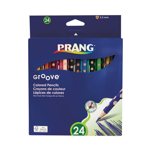 Prang® Groove Colored Pencils, 3.3 Mm, 2B (#1), Assorted Lead/Barrel Colors, 24/Pack