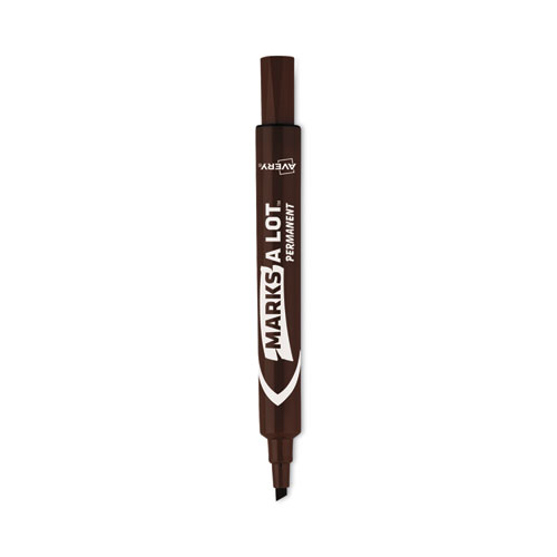 Image of Avery® Marks A Lot Large Desk-Style Permanent Marker, Broad Chisel Tip, Brown, Dozen (8881)