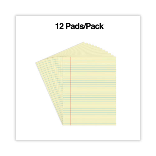 Image of Universal® Glue Top Pads, Wide/Legal Rule, 50 Canary-Yellow 8.5 X 11 Sheets, Dozen