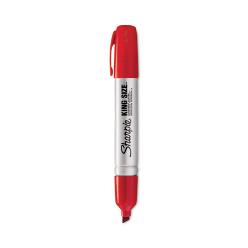 Image of Sharpie® King Size Permanent Marker, Broad Chisel Tip, Red, Dozen
