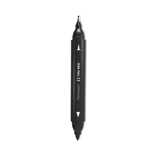 Image of Permanent Marker, Pen-Style Twin-Tip, Extra-Fine/Fine Bullet/Needle Tips, Black, 4/Pack