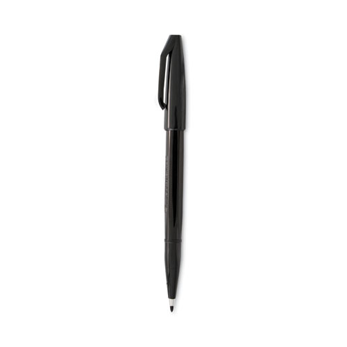 Image of Pentel Arts® Sign Pen Fine Point Color Marker, Extra-Fine Bullet Tip, Black, Dozen