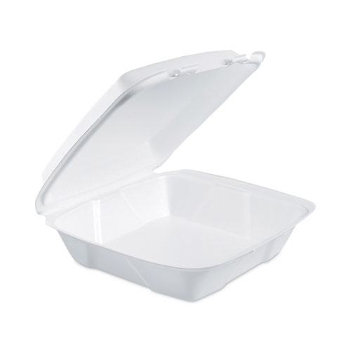 Dart® Insulated Foam Hinged Lid Containers, 1-Compartment, 7.9 x 8.4 x 3.3, White, 200/Pack, 2 Packs/Carton