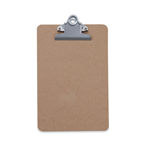 Universal® Hardboard Clipboard, 0.75" Clip Capacity, Holds 5 X 8 Sheets, Brown