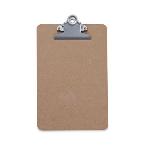 Universal® Hardboard Clipboard, 0.75" Clip Capacity, Holds 5 X 8 Sheets, Brown, 3/Pack