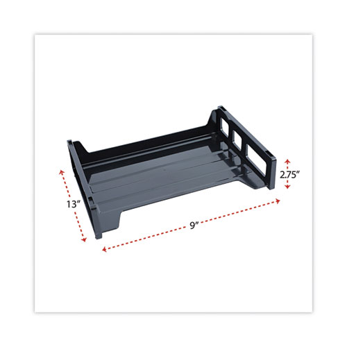 Image of Universal® Recycled Plastic Side Load Desk Trays, 2 Sections, Letter Size Files, 13" X 9" X 2.75", Black