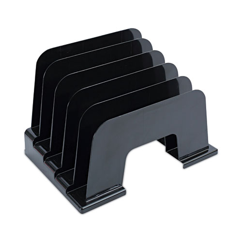 Universal® Recycled Plastic Incline Sorter, 5 Sections, Letter Size Files, 13.25" X 9" X 9", Black