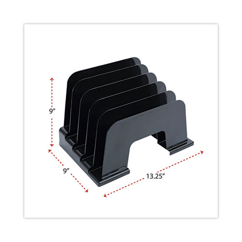 Image of Universal® Recycled Plastic Incline Sorter, 5 Sections, Letter Size Files, 13.25" X 9" X 9", Black