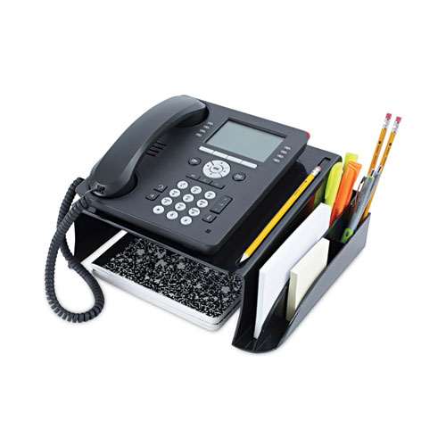 Recycled Telephone Stand and Message Center, 12.25 x 10.5 x 5.25, Black