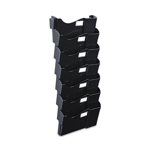 Grande Central Filing System, 7 Sections, Legal/Letter Size, Wall Mount, 16" x 4.75" x 38.25", Black, 7/Pack