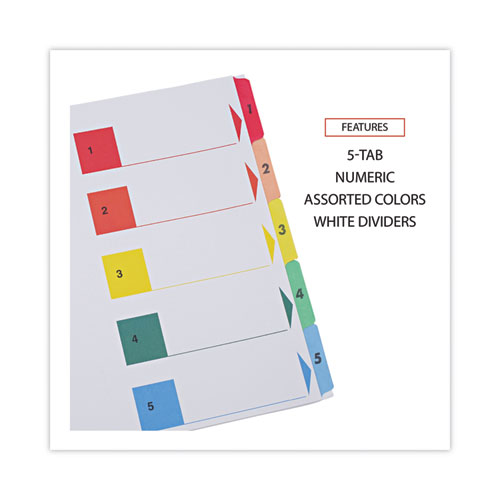 Image of Universal® Deluxe Table Of Contents Dividers For Printers, 5-Tab, 1 To 5; Table Of Contents, 11 X 8.5, White, 6 Sets