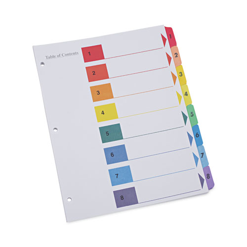 Deluxe Table of Contents Dividers for Printers, 8-Tab, 1 to 8; Table Of Contents, 11 x 8.5, White, 6 Sets