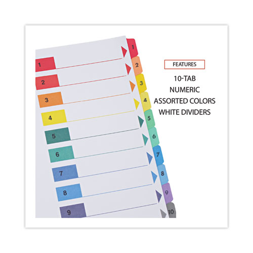 Image of Universal® Deluxe Table Of Contents Dividers For Printers, 10-Tab, 1 To 10; Table Of Contents, 11 X 8.5, White, 6 Sets