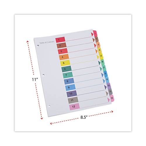 Image of Universal® Deluxe Table Of Contents Dividers For Printers, 12-Tab, 1 To 12; Table Of Contents, 11 X 8.5, White, 6 Sets