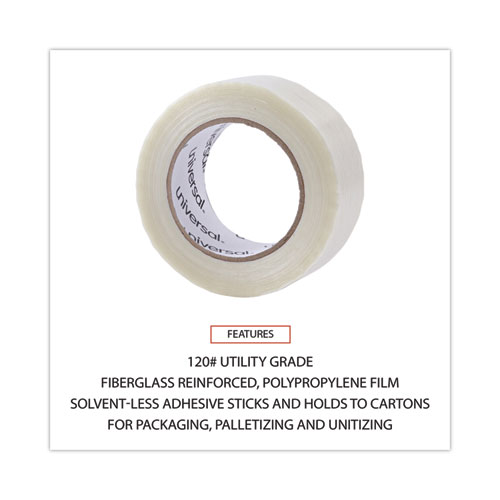 Image of Universal® 120# Utility Grade Filament Tape, 3" Core, 48 Mm X 54.8 M, Clear