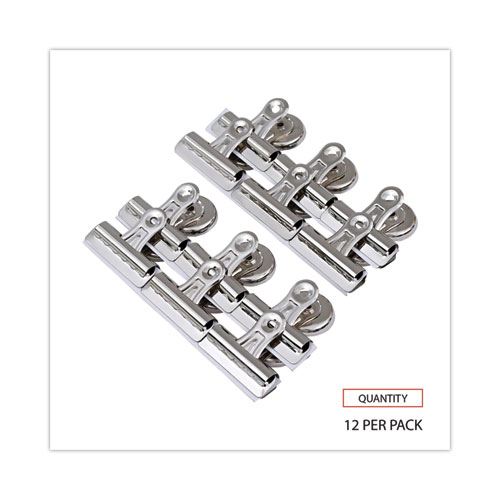Image of Universal® Bulldog Magnetic Clips, Medium, Nickel, 12/Pack