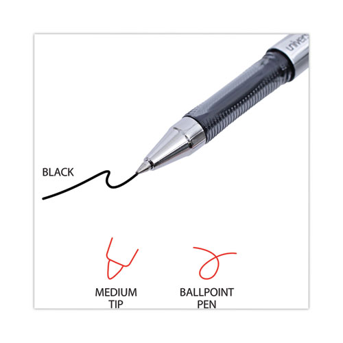 Gel Pen, Stick, Medium 0.7 mm, Black Ink, Silver/Black Barrel, Dozen