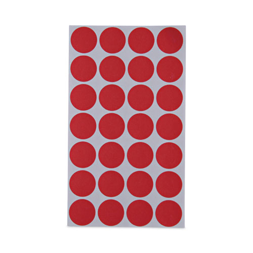 Image of Self-Adhesive Removable Color-Coding Labels, 0.75" dia, Red, 28/Sheet, 36 Sheets/Pack