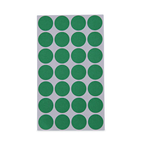 Image of Self-Adhesive Removable Color-Coding Labels, 0.75" dia, Green, 28/Sheet, 36 Sheets/Pack