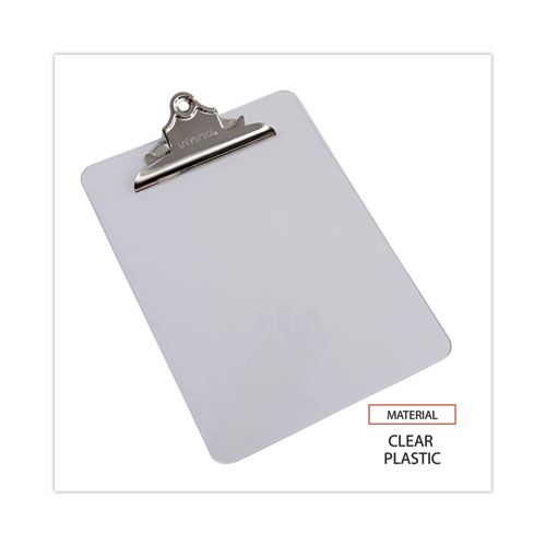 Image of Universal® Plastic Clipboard With High Capacity Clip, 1.25" Clip Capacity, Holds 8.5 X 11 Sheets, Clear