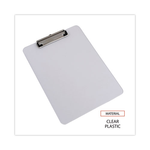 Image of Universal® Plastic Clipboard With Low Profile Clip, 0.5" Clip Capacity, Holds 8.5 X 11 Sheets, Clear