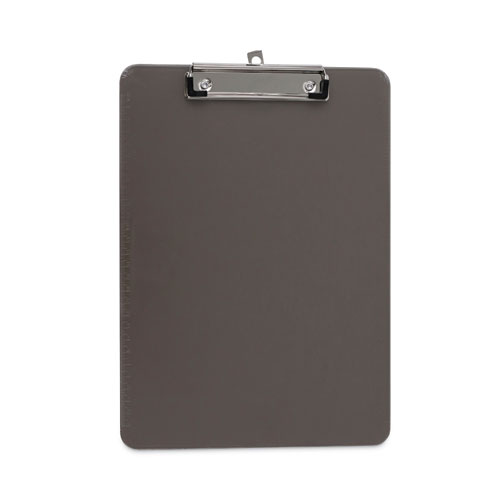Universal® Plastic Clipboard With Low Profile Clip, 0.5" Clip Capacity, Holds 8.5 X 11 Sheets, Translucent Black