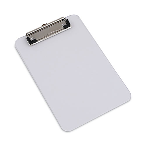Image of Universal® Plastic Clipboard With Low Profile Clip, 0.5" Clip Capacity, Holds 5 X 8 Sheets, Clear