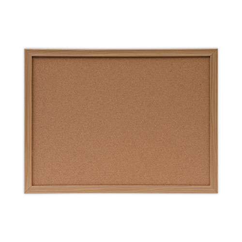 Universal® Cork Board With Oak Style Frame, 24 X 18, Tan Surface