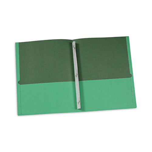 Two-Pocket Portfolios with Tang Fasteners, 0.5" Capacity, 11 x 8.5, Green, 25/Box