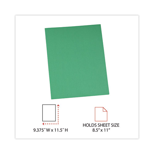 Image of Universal® Two-Pocket Portfolios With Tang Fasteners, 0.5" Capacity, 11 X 8.5, Green, 25/Box