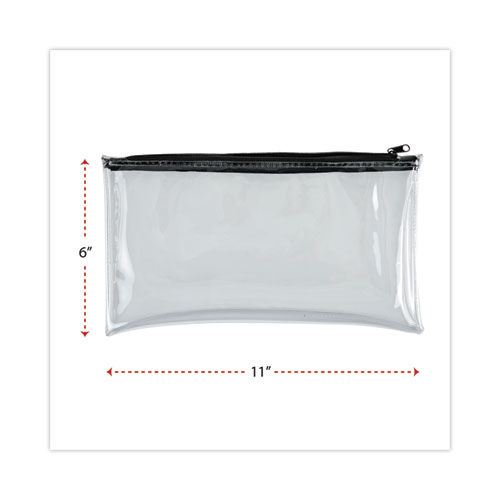 Image of Universal® Zippered Wallets/Cases, Leatherette Pu, 11 X 6, Clear/Black, 2/Pack