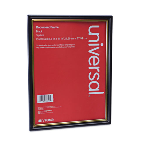 Image of All Purpose Document Frame, 8.5 x 11 Insert, Black/Gold, 3/Pack