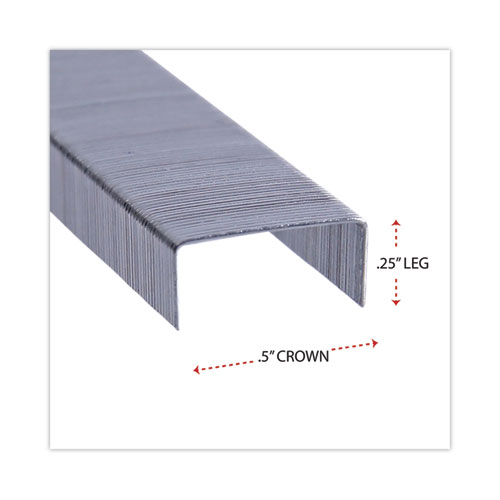 Image of Universal® Standard Chisel Point Staples, 0.25" Leg, 0.5" Crown, Steel, 5,000/Box, 5 Boxes/Pack, 25,000/Pack