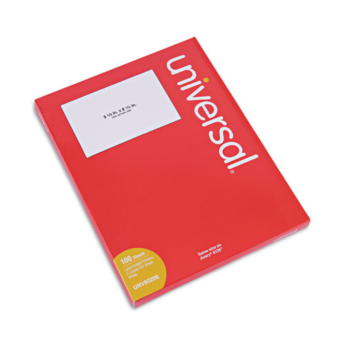 Universal® White Labels, Inkjet/Laser Printers, 5.5 X 8.5, White, 2/Sheet, 100 Sheets/Pack