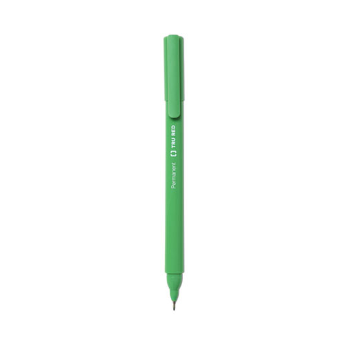 Permanent Marker, Pen-Style, Extra-Fine Needle Tip, Green, Dozen