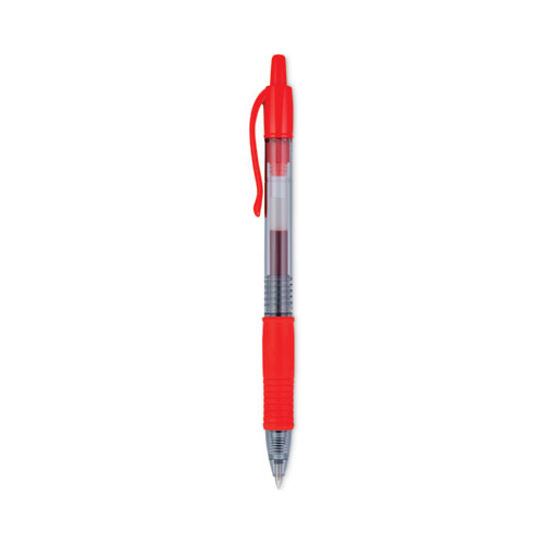 Image of Pilot® G2 Premium Gel Pen, Retractable, Fine 0.7 Mm, Red Ink, Smoke Barrel, Dozen