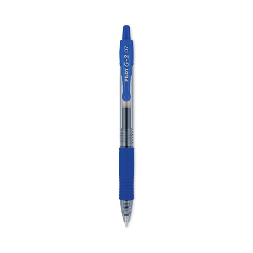 Pilot® G2 Premium Gel Pen, Retractable, Fine 0.7 Mm, Blue Ink, Smoke Barrel, 12/Pack
