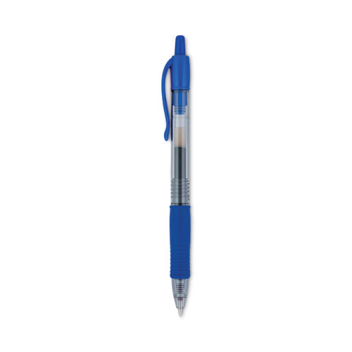 Image of Pilot® G2 Premium Gel Pen, Retractable, Extra-Fine 0.5 Mm, Blue Ink, Smoke Barrel, Dozen