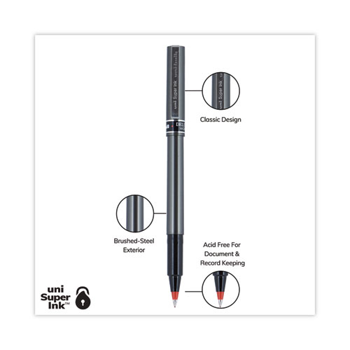 Deluxe Roller Ball Pen, Stick, Extra-Fine 0.5 mm, Red Ink, Metallic Gray/Black/Red Barrel, Dozen