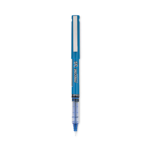 Precise V5 Roller Ball Pen, Stick, Extra-Fine 0.5 mm, Blue Ink, Blue/Clear Barrel, Dozen