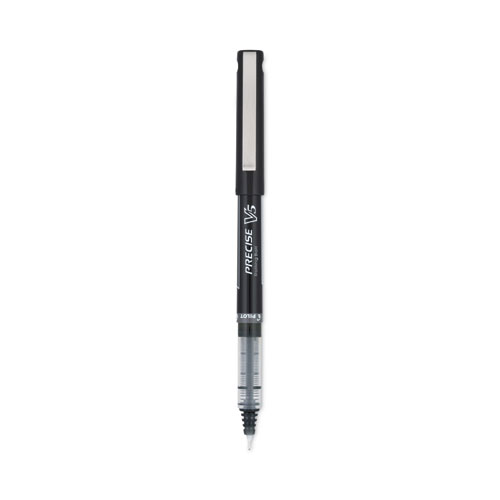 Precise V5 Roller Ball Pen, Stick, Extra-Fine 0.5 mm, Black Ink, Black/Clear Barrel, Dozen