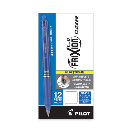 Image of Pilot® Frixion Clicker Erasable Gel Pen, Retractable, Fine 0.7 Mm, Blue Ink, Blue Barrel