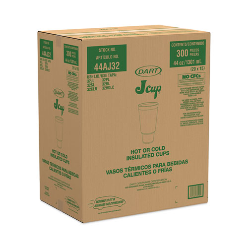 Image of Dart® J Cup Insulated Foam Pedestal Cups, 44 Oz, White, 300/Carton
